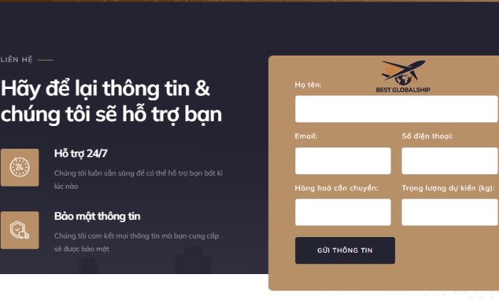 Điền thông tin nhu cầu sử dụng dịch vụ